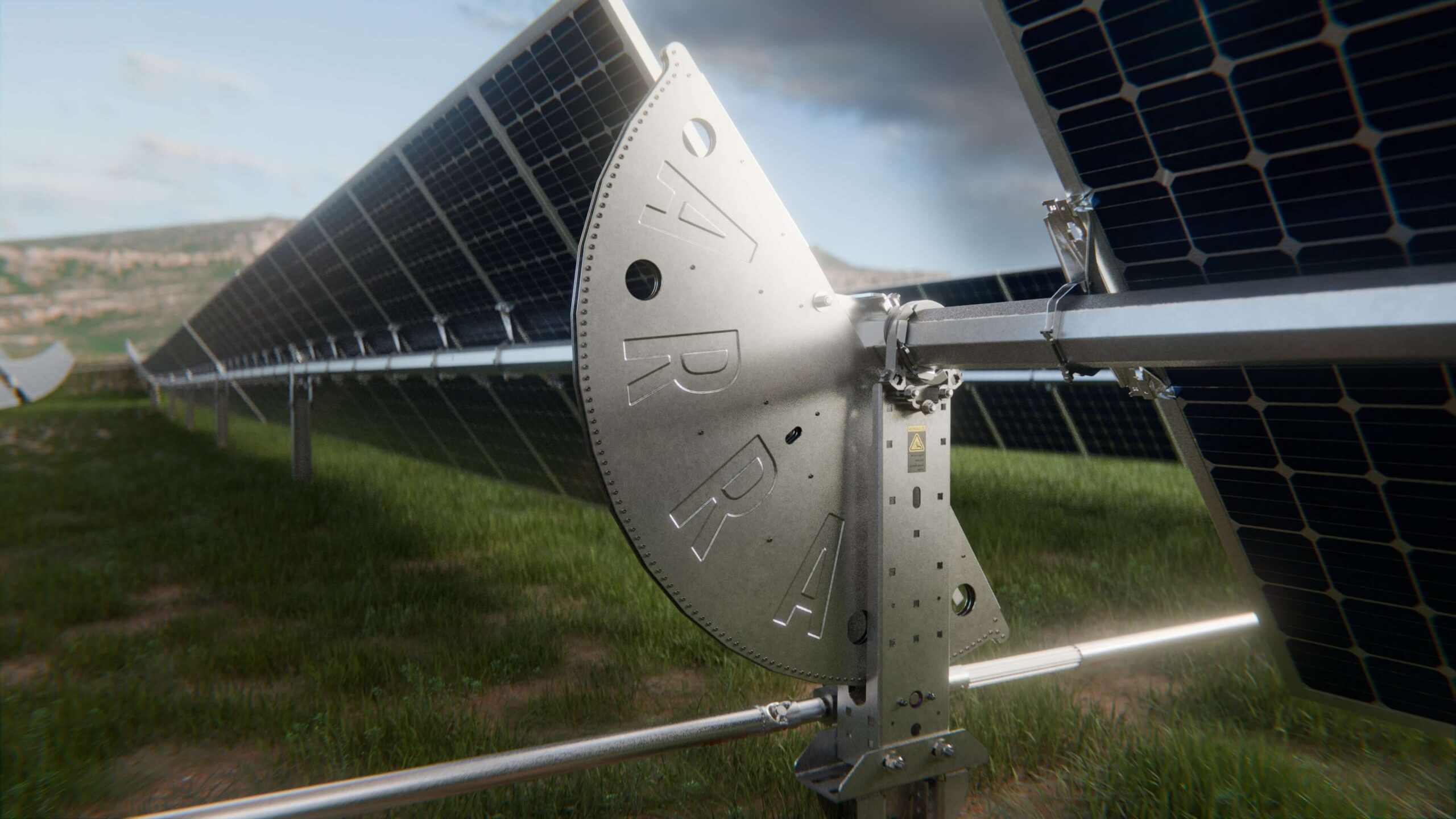 Array Technologies solar tracker with 77 degree hail stow