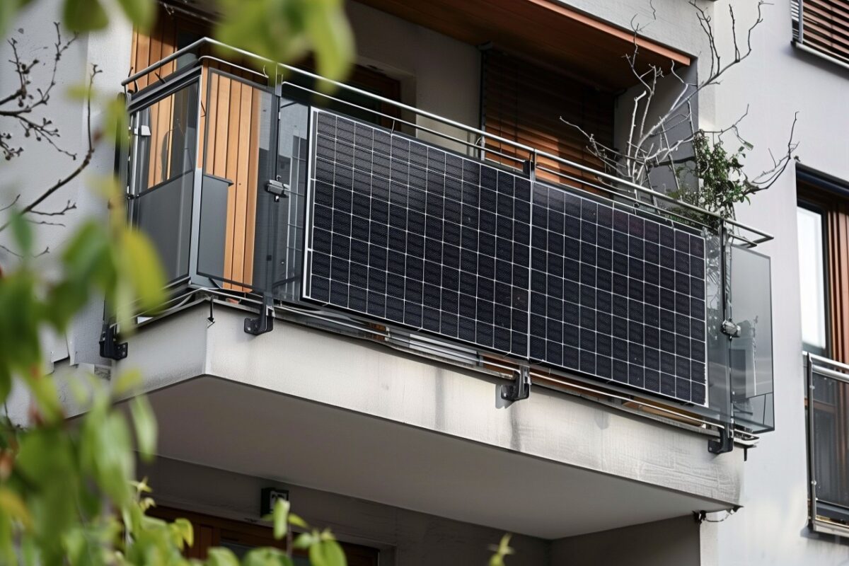 Balcony solar panels installed on a flat Germany