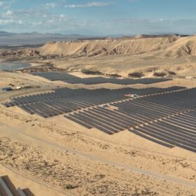 An aerial view of the Escape Solar and Storage project in late 2025