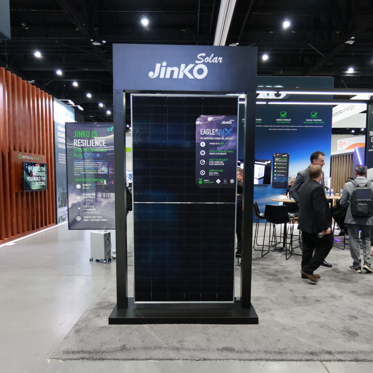 A photo of the steel-framed Jinko Solar module