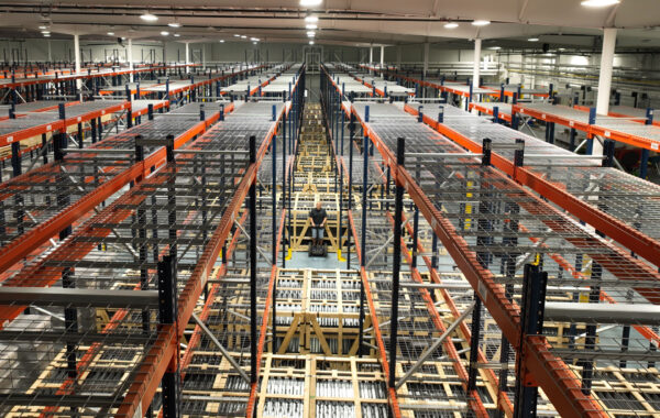 Create Energy's Dean Solon sitting inside an enormous facility full of empty wire shelves