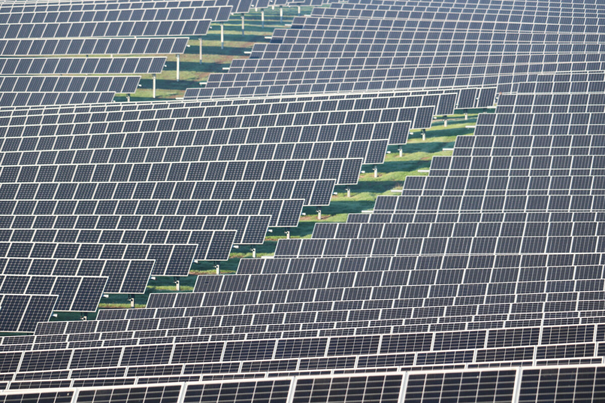 A rolling field of solar panels