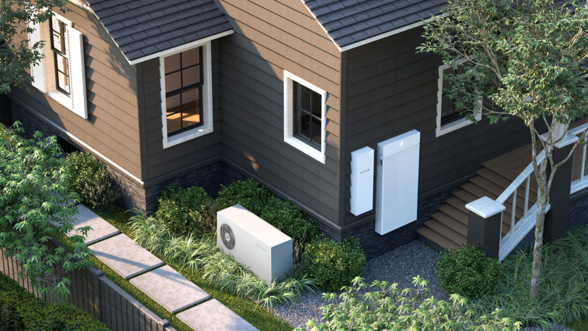 An overhead view of an XFRA node outside a house