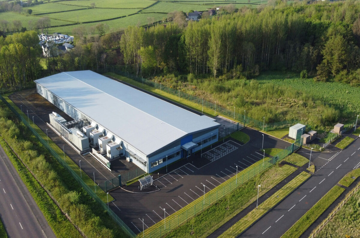 An aerial photo of a data center