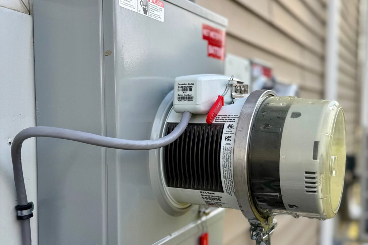 Close-up of a ConnectDER meter socket adapter